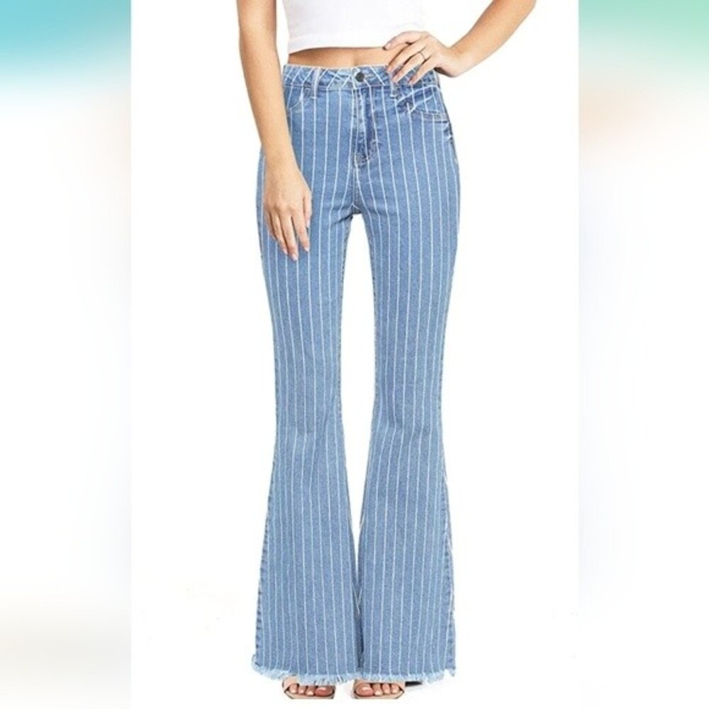 Shein Curvy Striped Flare Jeans Size 0XL